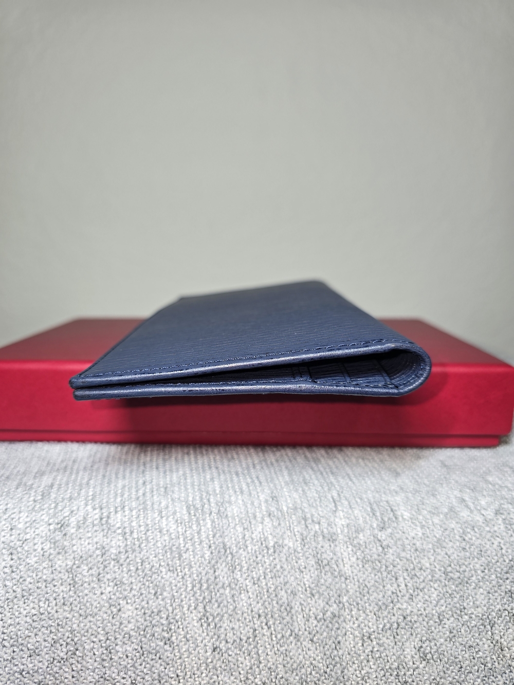 Salvatore Ferragamo Navy Textured Leather Long Card Holder with Silver Logo - Picture 7 of 13